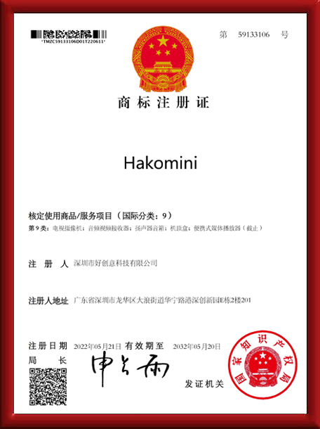 Hakomini Trademark certification