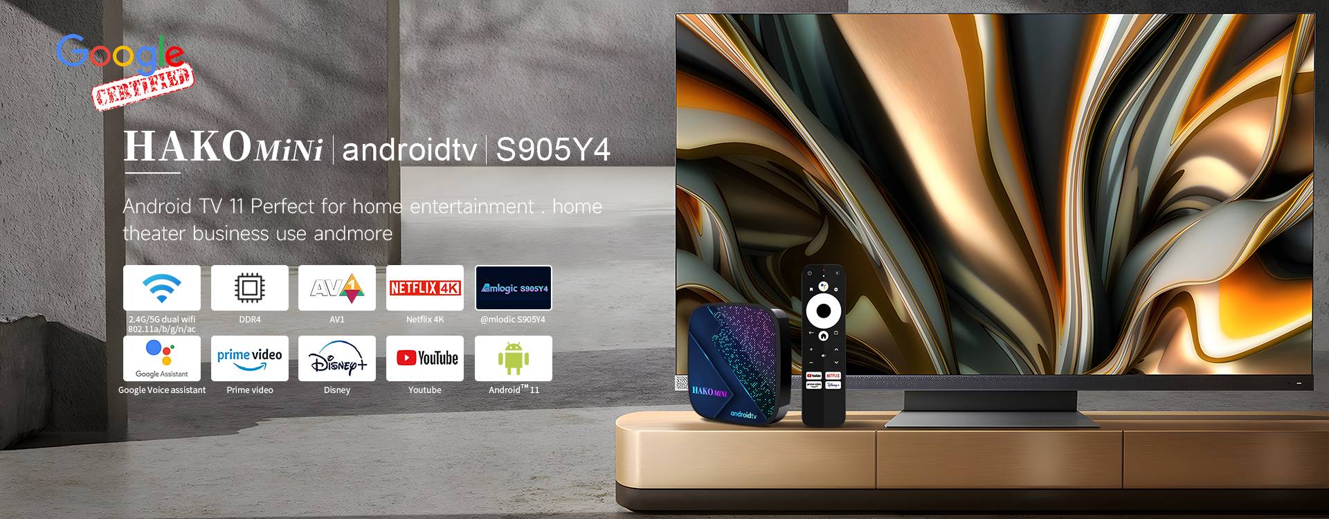 Google certified android tv box hakomini